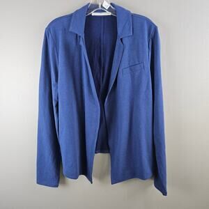 Peruvian Connection Blue Alpaca Cardigan Jacket Knit Open Front Boho Minimalist